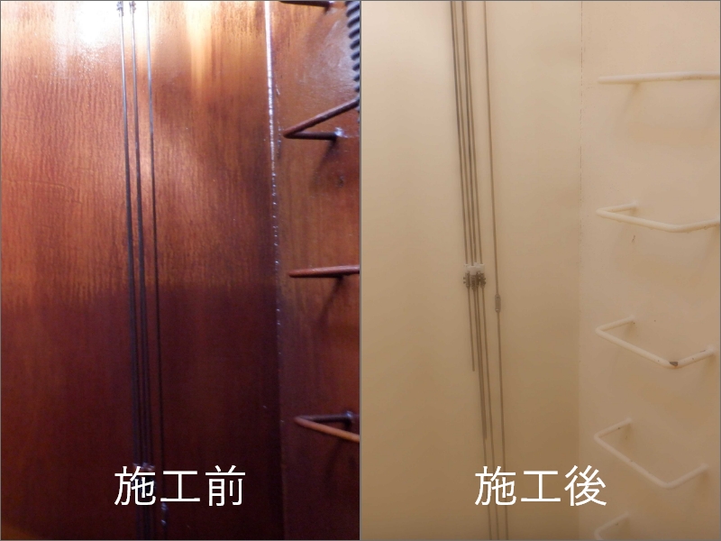 学校　飲料水用貯水槽内部清掃消毒作業②